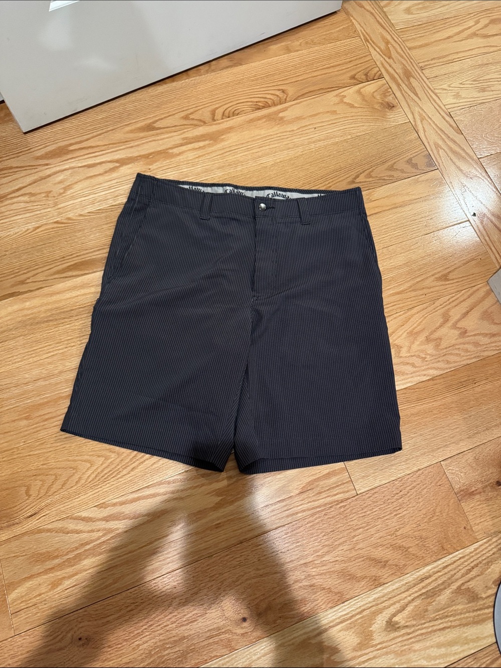 Callaway Men's Grey Pinstripe Flat Front Golf Shorts
